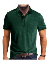Polo Herren - Regular Fit mit kurzen Ärmeln und Kontrastkragen | Geschäftlich – Dunkelgrün