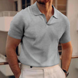 T-Shirt Herren - Offener Polokragen mit kurzen Ärmeln | Rekken – Grau