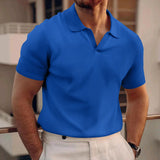 T-Shirt Herren - Offener Polokragen mit kurzen Ärmeln | Rekken – Blau
