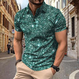 Polo Herren - Slim Fit mit kurzen Ärmeln und Glitzerprint | Trendy – Grün