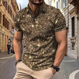 Herren Polo - Slim Fit mit kurzen Ärmeln und Glitzerprint | Trendy – Khaki
