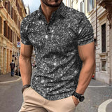 Herren Polo - Slim Fit mit kurzen Ärmeln und Glitzerprint | Trendy – Grau