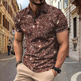 Polo Herren - Slim Fit mit kurzen Ärmeln und Glitzerprint | Trendy – Braun