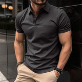 Herren T-Shirt - Modern Slim Fit Polo mit Kragen | Dehnbar – Schwarz