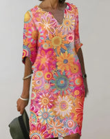 Fauna – Kleid mit leuchtenden Blumen – Rosa