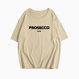 Poppy | Modisches Prosecco Print Oversized T Shirt – Beige