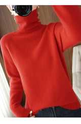 Prisca | Eleganter Rollkragenpullover – Rot