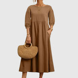 Nozara – Stilvolles Kleid aus Baumwollleinen – Braun