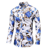 Trendy Blumenmuster Hemd - Finn – Blau