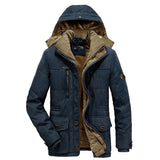 Winterjacke Herren | Fleece Gefüttert Kapuze – Blau
