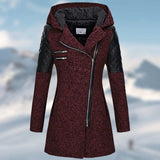 Winterjacke Damen Mit Kapuze | Lang Geschnitten Mit Reißverschluss – Rot