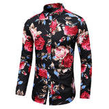 Trendy Blumenmuster Hemd - Finn – Schwarz