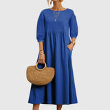 Nozara – Stilvolles Kleid aus Baumwollleinen – Blau