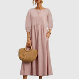 Nozara – Stilvolles Kleid aus Baumwollleinen – Rosa