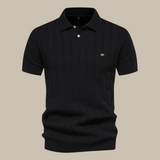 Valentin Strick-Poloshirt mit Knopfleiste – Schwarz