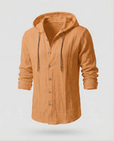 Herren Kapuzenhemd Leinen – Beige