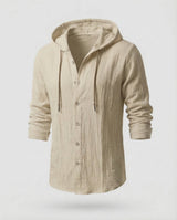 Herren Kapuzenhemd Leinen – Khaki