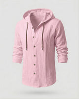 Herren Kapuzenhemd Leinen – Rosa