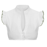Damen Oktoberfest Kurzarm Bluse Dirndl | mit Stehkragen – Weiß/Grün