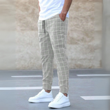 Herren Hose Kariert Slim Fit | Leicht Bequem – Grau