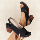 Corrina - Damen Keilsandalen mit Fussgewolbeunterstutzung – Schwarz