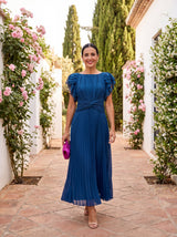 Annika | Elegantes Kleid mit fließendem Fall – Blau