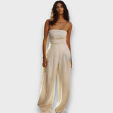 Louna – Eleganter Bandeau-Jumpsuit – Khaki