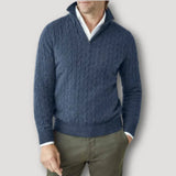 Rendor – italienischer kaschmirpullover mit reißverschluss für herren – Marineblau