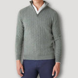 Rendor – italienischer kaschmirpullover mit reißverschluss für herren – Moosgrün