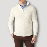Rendor – italienischer kaschmirpullover mit reißverschluss für herren – Weiß