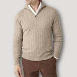 Rendor – italienischer kaschmirpullover mit reißverschluss für herren – Beige