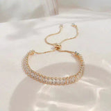 Verstellbares Cubic-Zirkonia-Armband aus Gold und Silber – Gold