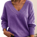 Joelle | Lässiger Pullover mit V-Ausschnitt – Lila