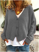 Mara - eleganter damen-cardigan im komfort-design – Grau