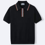David Strick Poloshirt mit Kontrastkragen – Schwarz