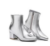 Damen Eleganter Knöchel Stiefel | Mittlere Absätze – Silber