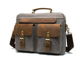 Hulls™ Herren Schultertasche – Vintage Umhängetasche Aus Gewebtem Canvas & Leder, 12L – Grau