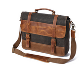 Catalonia™ Vintage Canvas Schultertasche aus Vollleder und Baumwolle – 9L Stauraum, Unisex – Braun