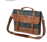 Catalonia™ Vintage Canvas Schultertasche aus Vollleder und Baumwolle – 9L Stauraum, Unisex – Militärgrün