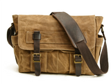 Boston Vintage Crossbody Umhängetasche aus Baumwolle und Leder – Robuste Retro Schultertasche für Damen und Herren – Khaki
