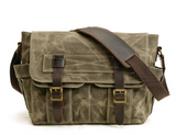 Boston Vintage Crossbody Umhängetasche aus Baumwolle und Leder – Robuste Retro Schultertasche für Damen und Herren – Hellgrün