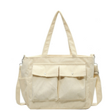 Braga™ Vintage Umhängetasche – Multifunktionale Schultertasche Aus Wachsbeschichtetem Baumwoll-Canvas Und Leder, Ideal Für Laptop – Weiß