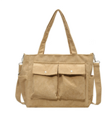 Braga™ Vintage Umhängetasche – Multifunktionale Schultertasche Aus Wachsbeschichtetem Baumwoll-Canvas Und Leder, Ideal Für Laptop – Beige