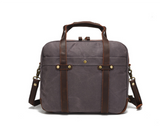 Ashville™  Laptop-Umhängetasche Aus Wachsbeschichtetem Canvas Und Crazy Horse Leder, 13L, Unisex – Grau