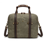 Ashville™  Laptop-Umhängetasche Aus Wachsbeschichtetem Canvas Und Crazy Horse Leder, 13L, Unisex – Armeegrün
