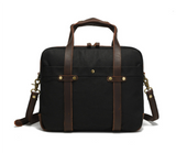 Ashville™  Laptop-Umhängetasche Aus Wachsbeschichtetem Canvas Und Crazy Horse Leder, 13L, Unisex – Schwarz