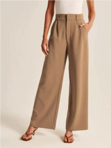 Damen-Hose mit Hoher Taille | weite Beinführung – Braun