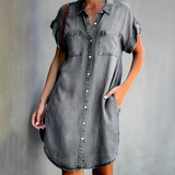 Viola | Klassisches bauchbedeckendes Kleid – Grau