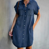 Viola | Klassisches bauchbedeckendes Kleid – Dunkelblau