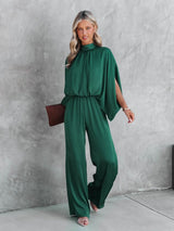 Riley | Stehkragen Weites Bein Jumpsuit – Grün